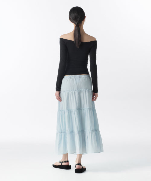 MUSINSA STANDARD WOMAN MUSINSA STANDARD WOMAN Cotton Tiered Long Skirt [Pale Blue]