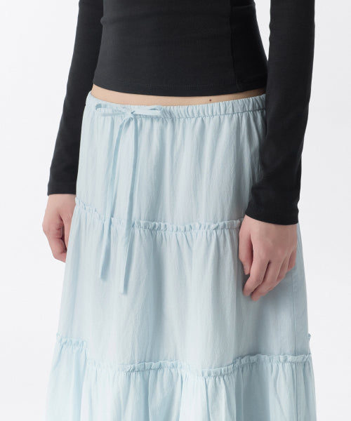 MUSINSA STANDARD WOMAN MUSINSA STANDARD WOMAN Cotton Tiered Long Skirt [Pale Blue]