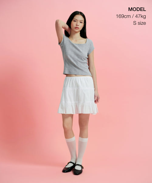 MUSINSA STANDARD WOMAN MUSINSA STANDARD WOMAN Cotton Tiered Mini Skirt (White)