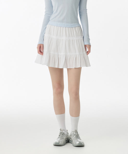 MUSINSA STANDARD WOMAN MUSINSA STANDARD WOMAN Cotton Tiered Mini Skirt (White)