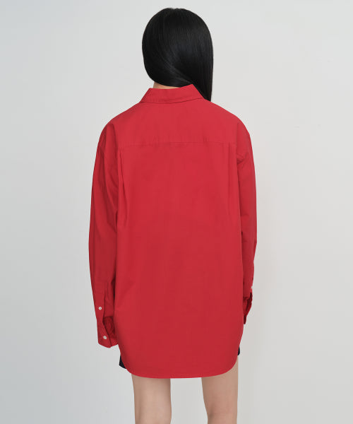 MUSINSA STANDARD WOMAN MUSINSA STANDARD WOMAN Women's Oversized Washed Poplin Shirt [Red]