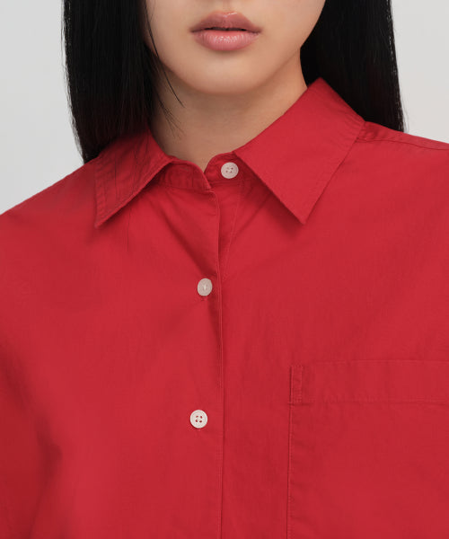MUSINSA STANDARD WOMAN MUSINSA STANDARD WOMAN Women's Oversized Washed Poplin Shirt [Red]