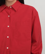MUSINSA STANDARD WOMAN MUSINSA STANDARD WOMAN Women's Oversized Washed Poplin Shirt [Red]
