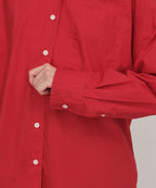 MUSINSA STANDARD WOMAN MUSINSA STANDARD WOMAN Women's Oversized Washed Poplin Shirt [Red]