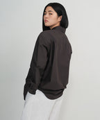 MUSINSA STANDARD WOMAN MUSINSA STANDARD WOMAN Women's Oversized Washed Poplin Shirt [Gunmetal]