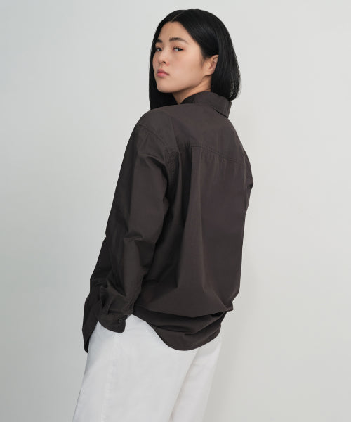 MUSINSA STANDARD WOMAN MUSINSA STANDARD WOMAN Women's Oversized Washed Poplin Shirt [Gunmetal]