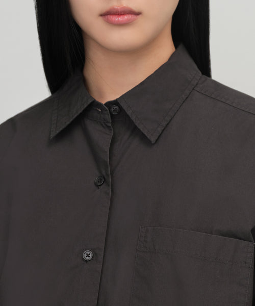 MUSINSA STANDARD WOMAN MUSINSA STANDARD WOMAN Women's Oversized Washed Poplin Shirt [Gunmetal]