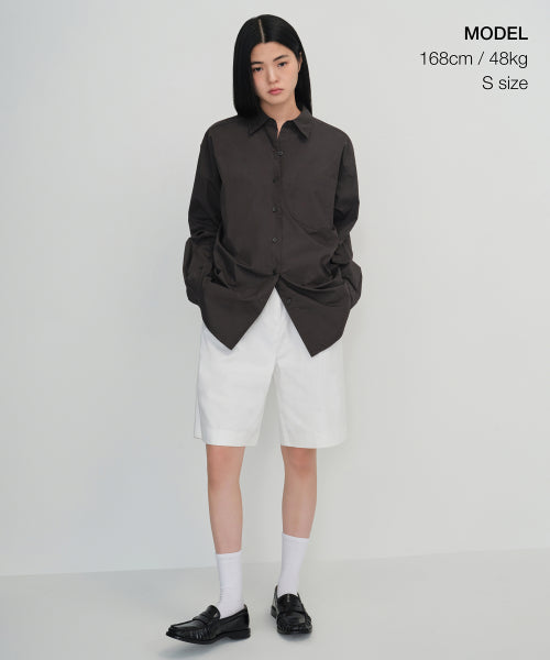 MUSINSA STANDARD WOMAN MUSINSA STANDARD WOMAN Women's Oversized Washed Poplin Shirt [Gunmetal]