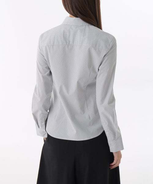 MUSINSA STANDARD WOMAN MUSINSA STANDARD WOMAN Women's Striped Slim Fit Shirt [Gray]
