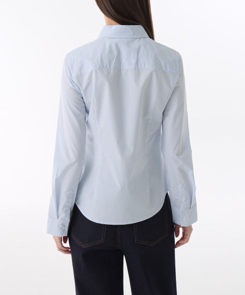 MUSINSA STANDARD WOMAN MUSINSA STANDARD WOMAN Women's Striped Slim Fit Shirt Sky Blue