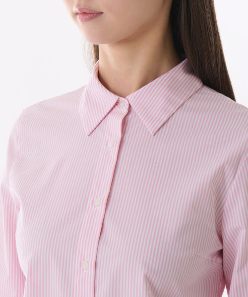 MUSINSA STANDARD WOMAN MUSINSA STANDARD WOMAN Women's Striped Slim Fit Shirt [Pink]