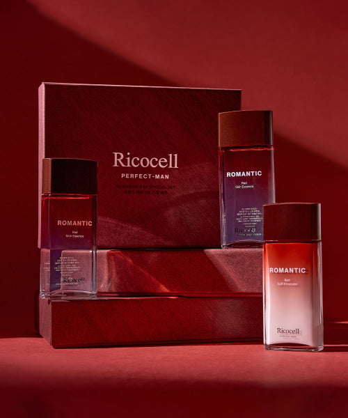 RICOCELL Ricocell Perfect Man Romantic Red 3-piece gift set + shopping bag skin lotion 150ml radiance and wrinkle improvement
