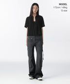 MUSINSA STANDARD WOMAN MUSINSA STANDARD WOMAN Relaxed Crochet Short Sleeve Shirt (Black)