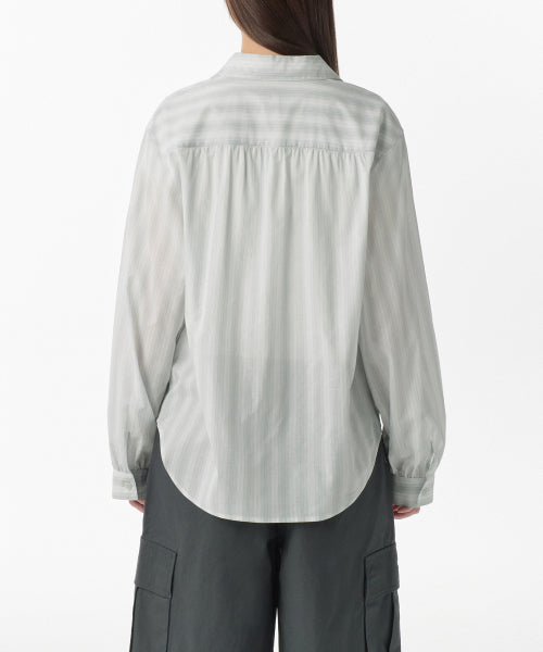 MUSINSA STANDARD WOMAN MUSINSA STANDARD WOMAN Relaxed Multi-Stripe Shirt (Light Gray)