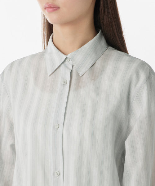 MUSINSA STANDARD WOMAN MUSINSA STANDARD WOMAN Relaxed Multi-Stripe Shirt (Light Gray)