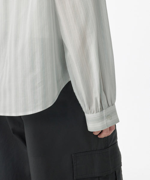MUSINSA STANDARD WOMAN MUSINSA STANDARD WOMAN Relaxed Multi-Stripe Shirt (Light Gray)