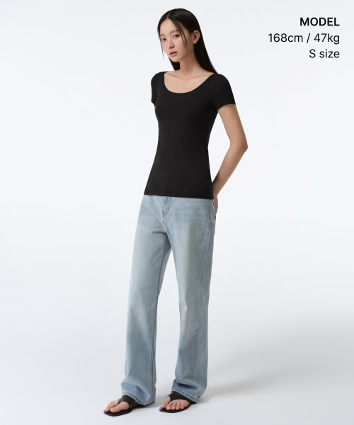 MUSINSA STANDARD WOMAN MUSINSA STANDARD WOMAN Women’s Scoop Neck Undershirt Black