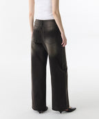 MUSINSA STANDARD WOMAN MUSINSA STANDARD WOMAN Women's Big Brush Extra Wide Denim Pants [Rusty Black]