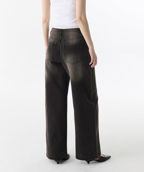 MUSINSA STANDARD WOMAN MUSINSA STANDARD WOMAN Women's Big Brush Extra Wide Denim Pants [Rusty Black]