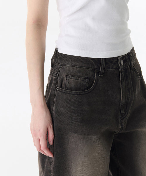 MUSINSA STANDARD WOMAN MUSINSA STANDARD WOMAN Women's Big Brush Extra Wide Denim Pants [Rusty Black]