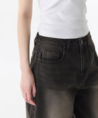 MUSINSA STANDARD WOMAN MUSINSA STANDARD WOMAN Women's Big Brush Extra Wide Denim Pants [Rusty Black]