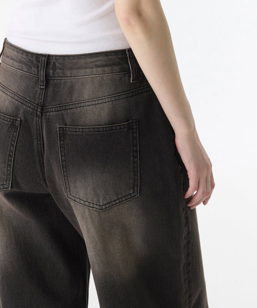 MUSINSA STANDARD WOMAN MUSINSA STANDARD WOMAN Women's Big Brush Extra Wide Denim Pants [Rusty Black]