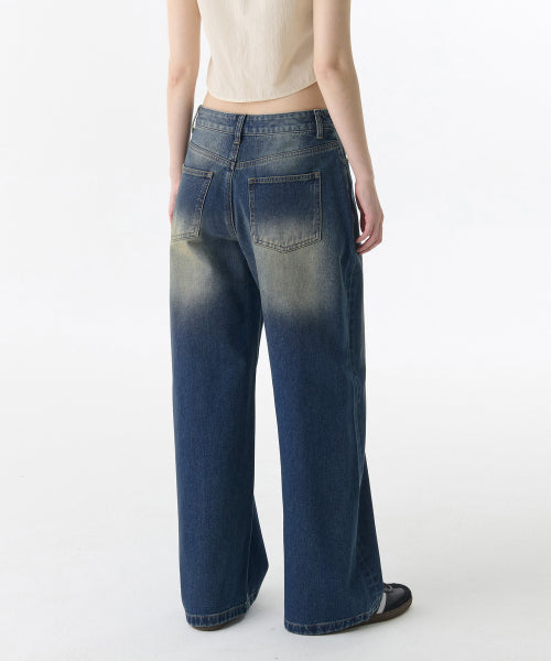 MUSINSA STANDARD WOMAN MUSINSA STANDARD WOMAN Women's Big Brush Extra Wide Denim Pants [Rusty Blue]