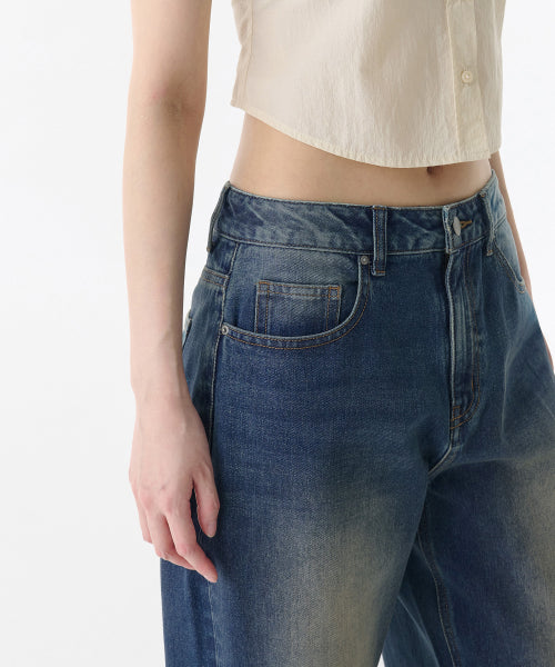 MUSINSA STANDARD WOMAN MUSINSA STANDARD WOMAN Women's Big Brush Extra Wide Denim Pants [Rusty Blue]