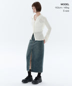 MUSINSA STANDARD WOMAN MUSINSA STANDARD WOMAN Denim Long Skirt Front Slit