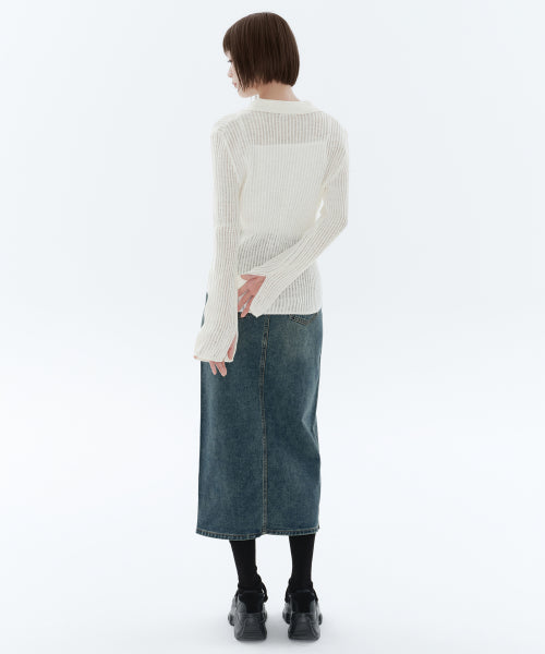 MUSINSA STANDARD WOMAN MUSINSA STANDARD WOMAN Denim Long Skirt Front Slit