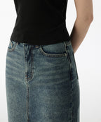 MUSINSA STANDARD WOMAN MUSINSA STANDARD WOMAN Denim Long Skirt Front Slit