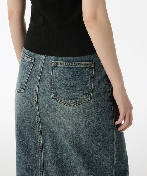 MUSINSA STANDARD WOMAN MUSINSA STANDARD WOMAN Denim Long Skirt Front Slit