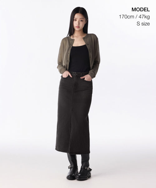 MUSINSA STANDARD WOMAN MUSINSA STANDARD WOMAN Women's Denim Long Skirt Rusty Black