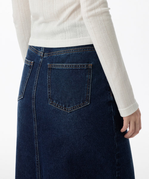 MUSINSA STANDARD WOMAN MUSINSA STANDARD WOMAN Women's Denim Long Skirt [Dark Blue]