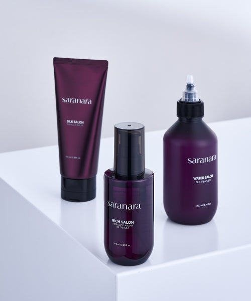 SARANARA [Gift Set] [Pouch + 50ml sample gift] Hair care 3-piece set / Water Salon + Silk Salon + Rich Salon