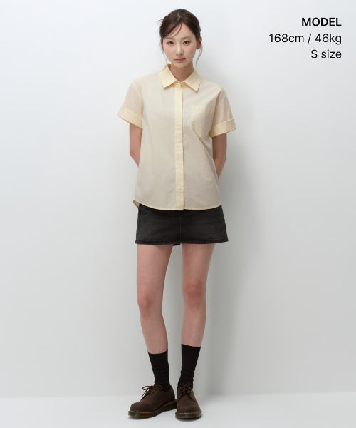 MUSINSA STANDARD WOMAN MUSINSA STANDARD WOMAN Relaxed Soft Poplin Short Sleeve Shirt [Lemon]