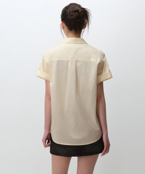 MUSINSA STANDARD WOMAN MUSINSA STANDARD WOMAN Relaxed Soft Poplin Short Sleeve Shirt [Lemon]