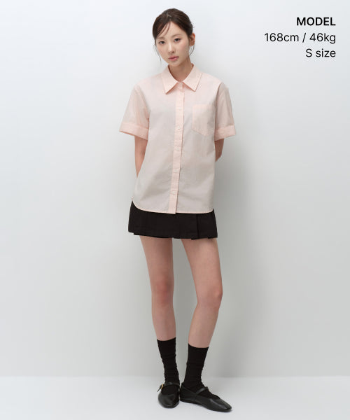 MUSINSA STANDARD WOMAN MUSINSA STANDARD WOMAN Relaxed Soft Poplin Short Sleeve Shirt [Rose Water]