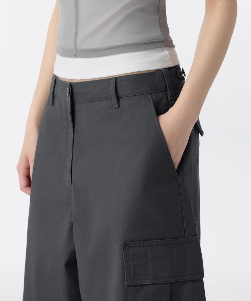 MUSINSA STANDARD WOMAN MUSINSA STANDARD WOMAN Women's Wide Cargo Bermuda Pants (Dark Gray)