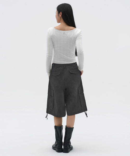 MUSINSA STANDARD WOMAN MUSINSA STANDARD WOMAN Women's Wide Cargo Bermuda Pants (Dark Gray)
