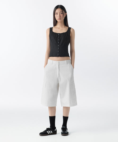 MUSINSA STANDARD WOMAN MUSINSA STANDARD WOMAN Women's Wide Cargo Bermuda Pants (White)