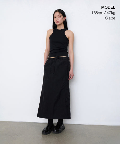MUSINSA STANDARD WOMAN MUSINSA STANDARD WOMAN Nylon Banding Long Skirt Black
