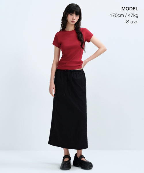 MUSINSA STANDARD WOMAN MUSINSA STANDARD WOMAN Nylon Banding Long Skirt Black