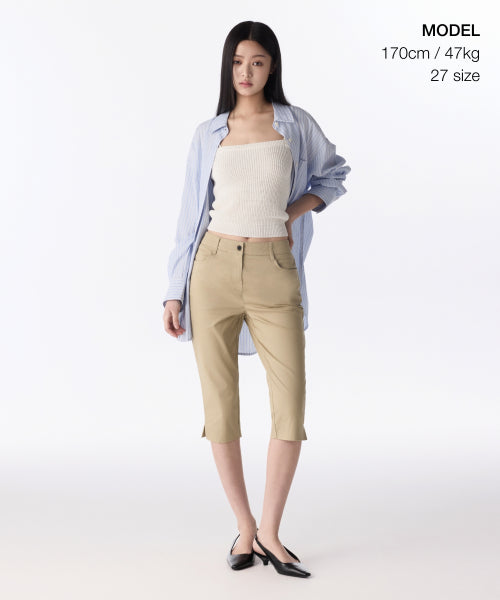 MUSINSA STANDARD WOMAN MUSINSA STANDARD WOMAN Women's Cotton Capri Pants (Beige)