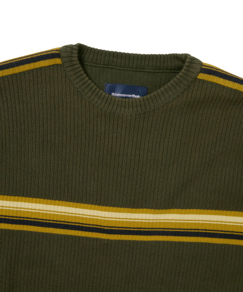 THISISNEVERTHAT THISISNEVERTHAT Striped Knit L/S Top Olive