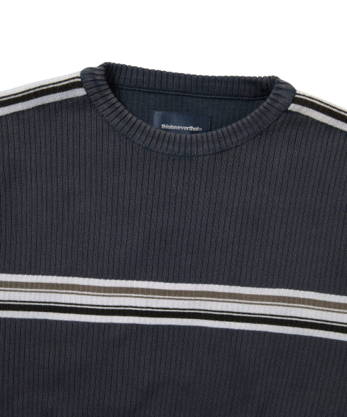 THISISNEVERTHAT THISISNEVERTHAT Striped Knit L/S Top Navy