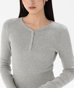 MUSINSA STANDARD WOMAN MUSINSA STANDARD WOMAN Women's Ribbed Y Neck Long Sleeve Mini Dress [Medium Gray]