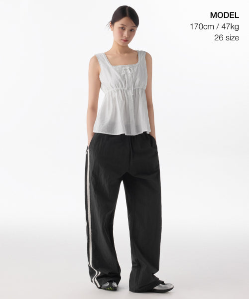 MUSINSA STANDARD WOMAN MUSINSA STANDARD WOMAN Women's Nylon Wide Race Track Pants [Black]