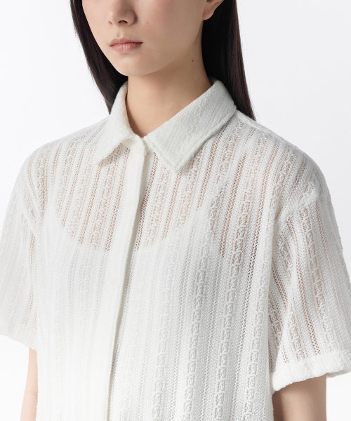 MUSINSA STANDARD WOMAN MUSINSA STANDARD WOMAN Relaxed Crochet Short Sleeve Shirt [Ivory]