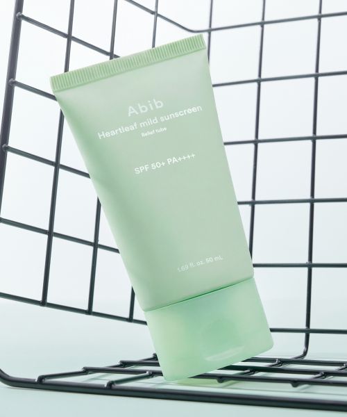 abib Heartleaf Mild Sun Cream Relief Tube SPF50+ PA++++ 50ml (includes a free sun cream sample kit)
